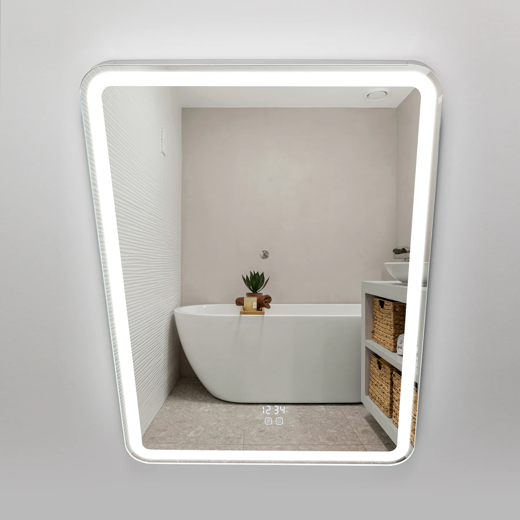 Duschland VEGA 500 LED okostükör 500 x 800 mm digitális órával és páramentesítő funkcióval