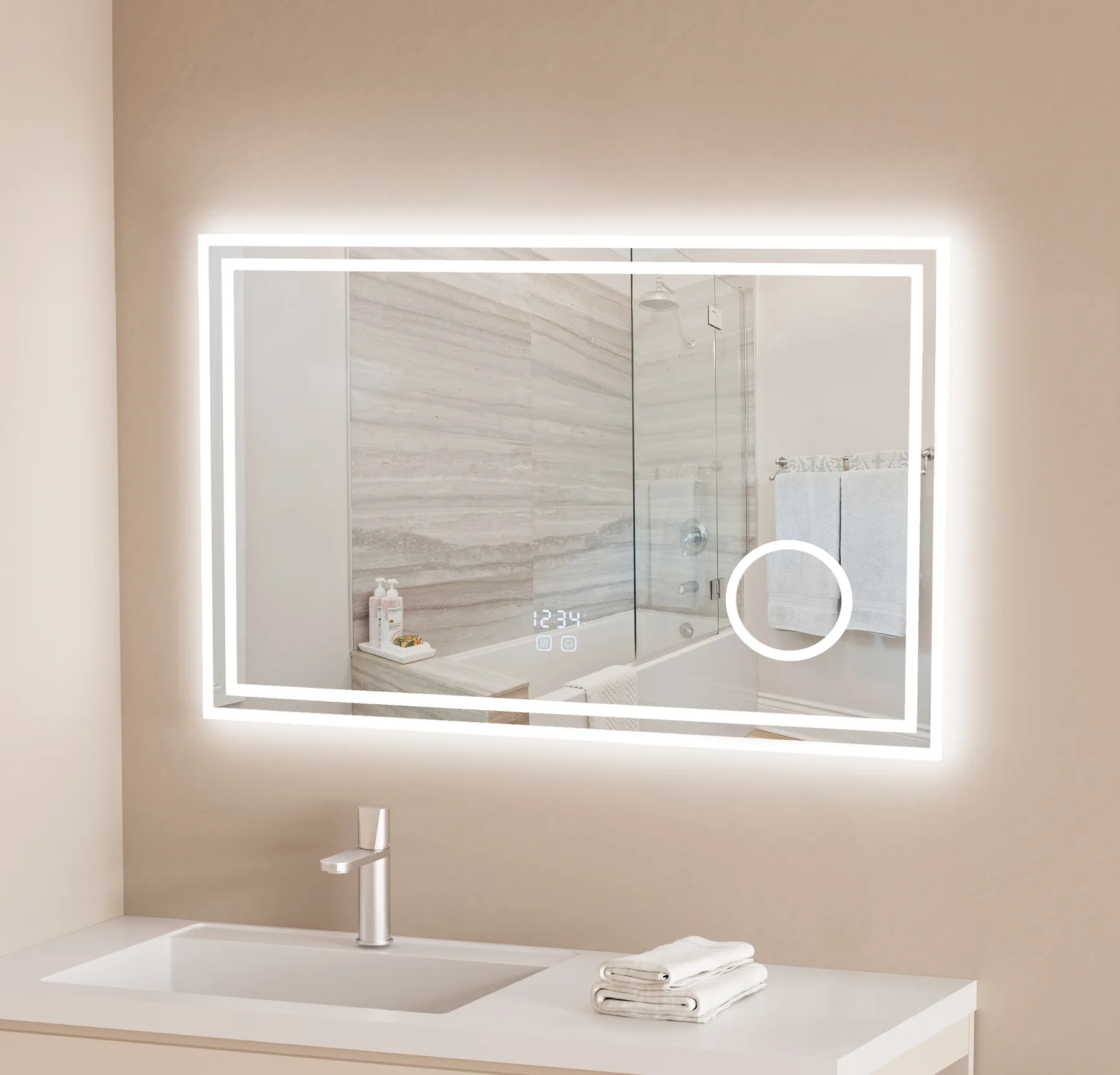 Duschland VELA 1200 LED okostükör 1200 x 600 mm beépített 3x nagyító betéttel